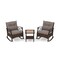 3-Piece Outdoor Rattan Rocking Chairs Set with 2-Tier Side Table for Garden and Backyard